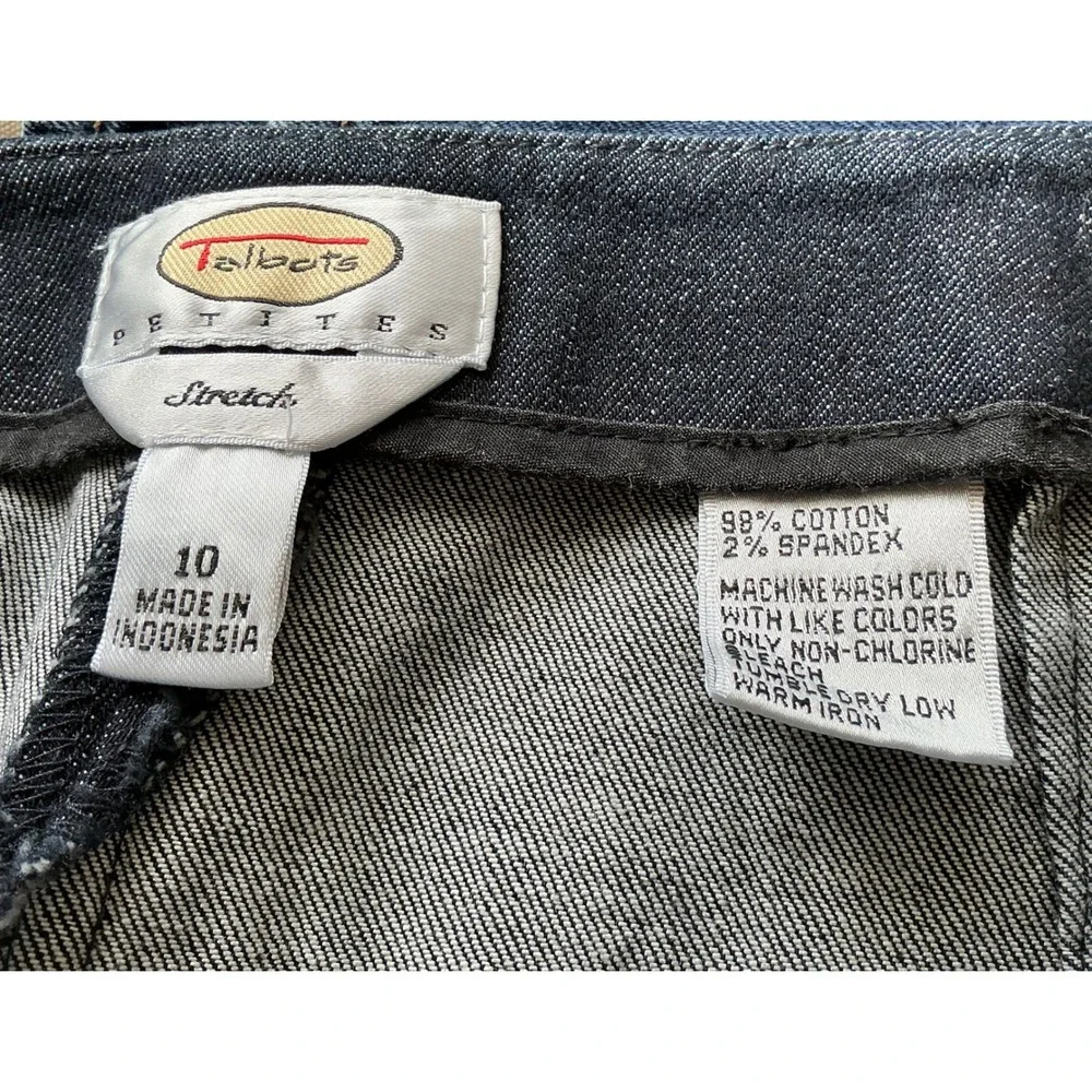 Talbots Petites Womens‎ Stretch Dark Wash Cropped Jeans Capri Pull-Up Sz10